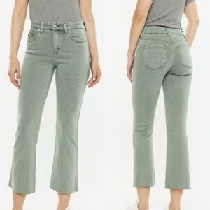 Kancan High Rise Olive Green Crop Stretch Jeans Size 3/25 KC9369OV